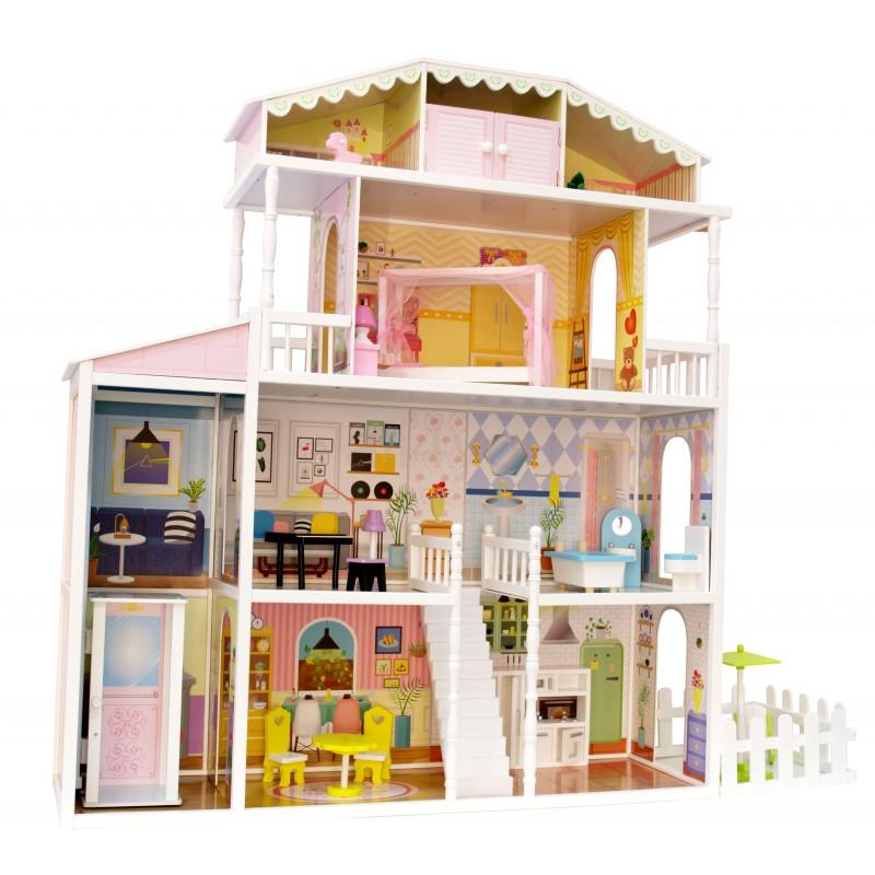 Obrovský detský drevený domček pre bábiky s výťahom - Monika