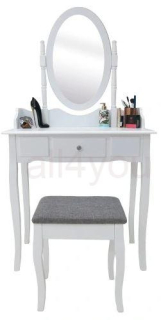 Toaletný stolík Contrast biela matná, taburetka