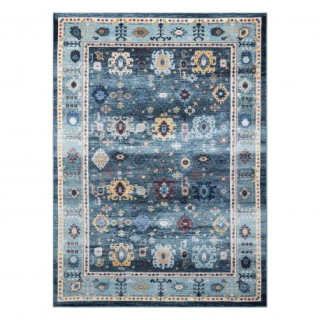 ANTIKA moderný aztécky koberec, umývateľný - sivá / modrá