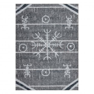 ANTIKA moderný aztécky koberec, umývateľný - sivý