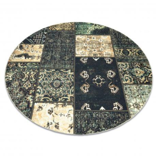 Staroveký olivový koberec ANTIKA, moderný kruh, grécky umývateľný - zelený