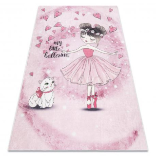 Umývateľný koberec BAMBINO Balerína, mačiatko pre deti, protišmykový - ružový