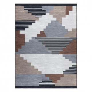 ANTIKA moderný geometrický umývateľný koberec - béžová / šedá