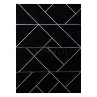 EMERALD koberec exkluzívny glamour, štýlový geometrický čierno/strieborný